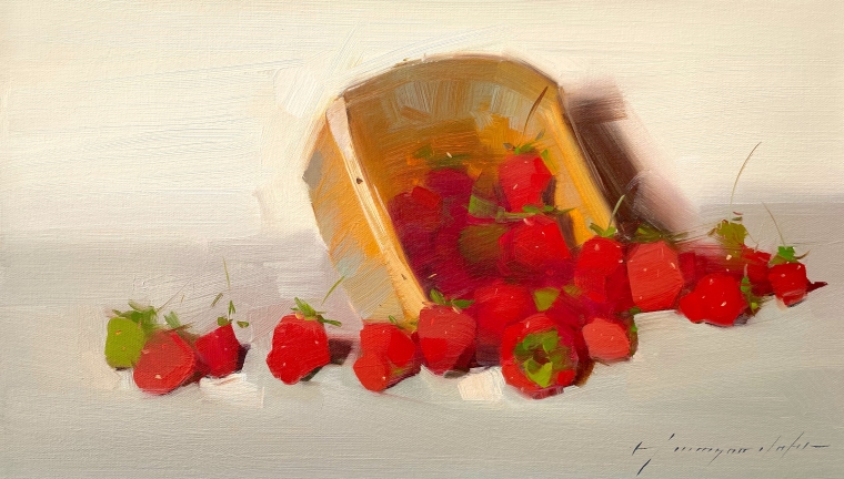 Strawberries, Original oil Painting, Handmade artwork, One of a Kind                  